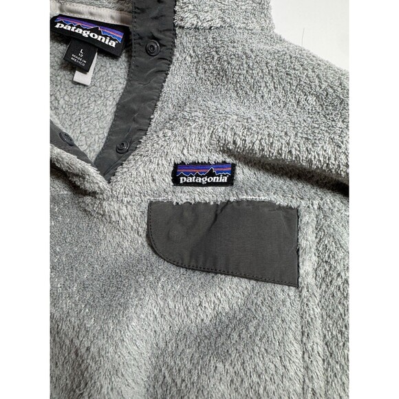 Girl's Patagonia Gray Polartec Fleece Pullover Pockets Snap Long-Sleeve - 12 - Picture 9 of 15